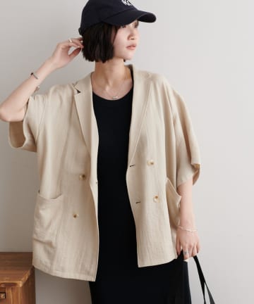 DISCOAT(ディスコート) 【晩夏にピッタリ♪/ユニセックス】スラブイージーテーラーカラー半袖シャツ