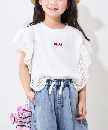 CIAOPANIC TYPY(チャオパニックティピー) 【KIDS】メッシュフリルワンポイント刺繍ロゴTEE