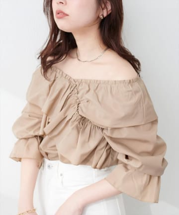 NICE CLAUP / OLIVE des OLIVE OUTLET(ナイスクラップ  / オリーブ デ オリーブ アウトレット) 【natural couture】クロスフリルデザインブラウス