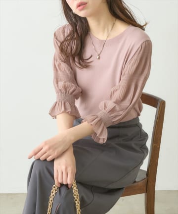 NICE CLAUP / OLIVE des OLIVE OUTLET(ナイスクラップ  / オリーブ デ オリーブ アウトレット) 【natural couture】マジョリカスリーブニットプルオーバー