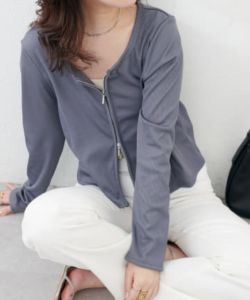 NICE CLAUP / OLIVE des OLIVE OUTLET(ナイスクラップ  / オリーブ デ オリーブ アウトレット) 【natural couture】ファスナーあきカットカーディガン