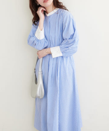 【natural couture】パール釦シャツワンピース