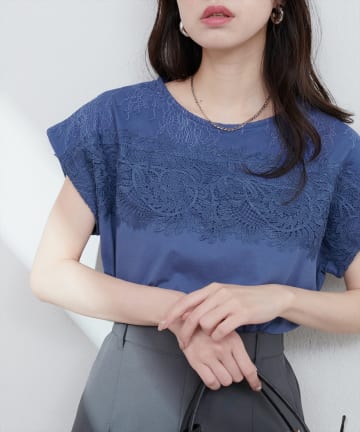 レースヨーク切替Tシャツ