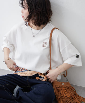 Remind me and forever(リマインドミーアンドフォーエバー) 【NUNIFE】【サスティナブル素材】ワンポイント刺繍BIGTシャツ