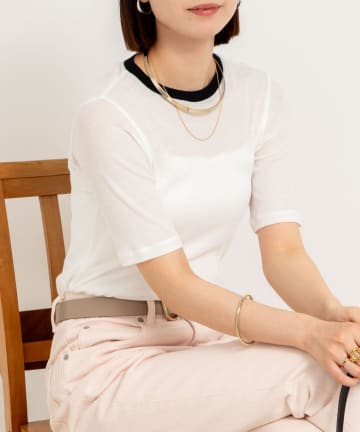 NOLLEY'S(ノーリーズ) シアー配色トリミング半袖Tシャツ