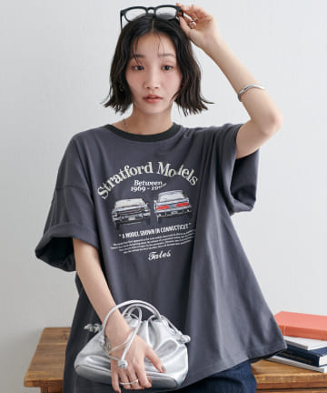 DISCOAT(ディスコート) 【ユニセックス】カーグラフィックリンガーTシャツ