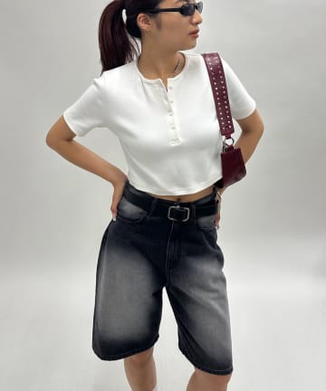 OUTLET(アウトレット) 【WHO'S WHO gallery】ヘンリーネックショートTEE