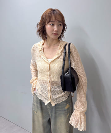 [mline]フード付き レースドロスト