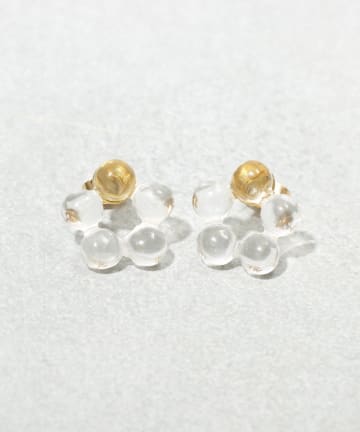 3COINS(スリーコインズ) クリアフラワーボールピアス