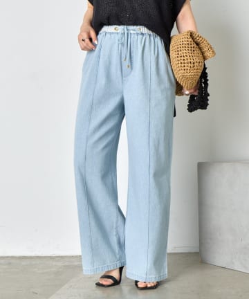 Jena　espace merveilleux(ジェナ　エスパスメルヴェイユ) 《6/12 12:00～完売カラー再入荷！》【夏でも履ける】デニムイージーパンツ