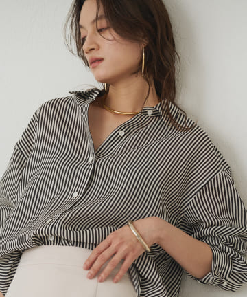 LOUNGEDRESS(ラウンジドレス) リネンストライプオーバーSH