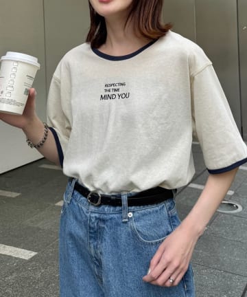 CIAOPANIC TYPY(チャオパニックティピー) シアースラブロゴ刺繍リンガーTee