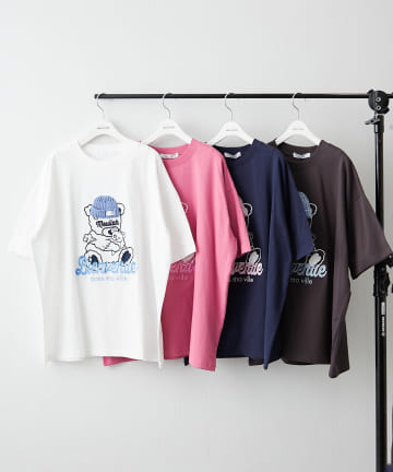 【人気シリーズ】ニット帽目かくしクマTシャツ