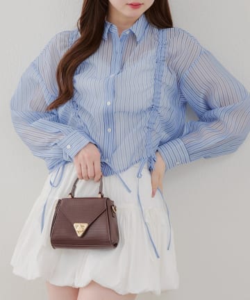 NICE CLAUP / OLIVE des OLIVE OUTLET(ナイスクラップ  / オリーブ デ オリーブ アウトレット) 【RMAF】ドロストデザインシアーシャツ