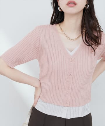 【WEB限定】フェイクレイヤードカーデ