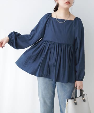 NICE CLAUP / OLIVE des OLIVE OUTLET(ナイスクラップ  / オリーブ デ オリーブ アウトレット) 【natural couture】ギャザーペプラムブラウス