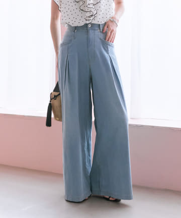 La boutique BonBon(ラブティックボンボン) 【涼しくてリラックス】タックライトデニムパンツ