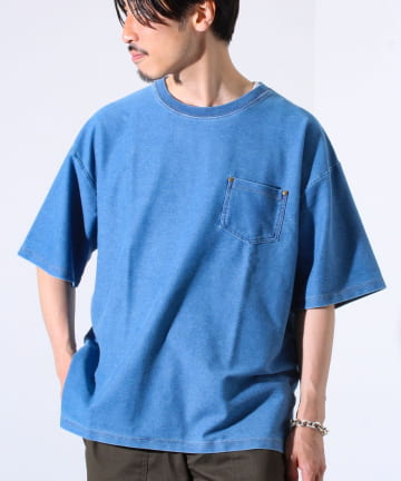 【GLOSTER】カットデニムポケT デニムTシャツ ポケットTシャツ