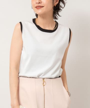 NOLLEY'S(ノーリーズ) 《アンサンブル対応/手洗い可能》綿ポリノースリーブプルオーバーニット