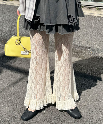 CIAOPANIC(チャオパニック) レースフレアレイヤードフリルパンツ