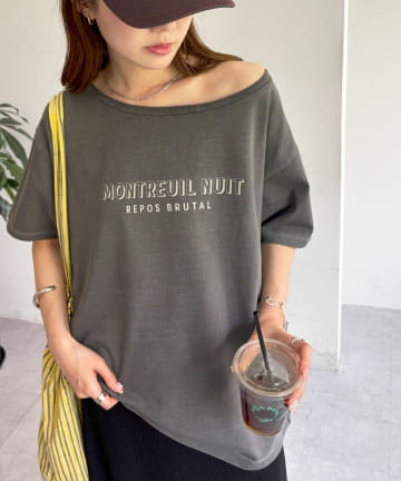 DISCOAT(ディスコート) ピグメントワンショルロゴTシャツ