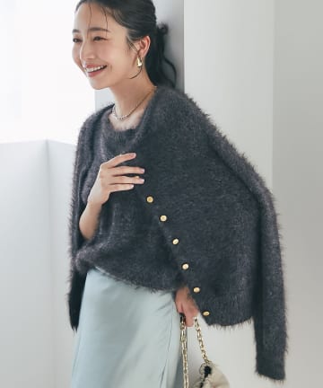 La boutique BonBon(ラブティックボンボン) 【アンサンブル可】ヘアリーフェザーカーディガン