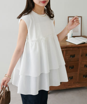 DISCOAT(ディスコート) 【新色追加!/WEB限定】2段フリルドッキングトップス