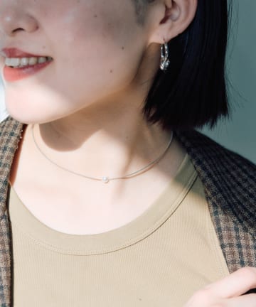 《スターリングシルバー使用》ひと粒チョーカーネックレス