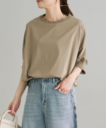 PUAL CE CIN(ピュアルセシン) 両面シルケットリブ袖Tシャツ