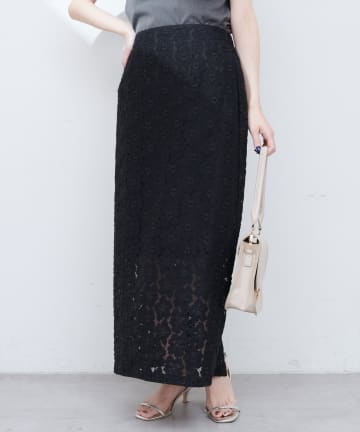natural couture(ナチュラルクチュール) 【WEB限定】花柄レースややAラインスカート