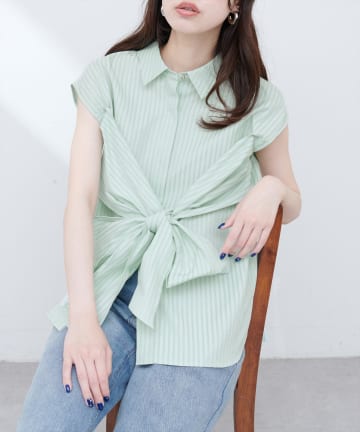 natural couture(ナチュラルクチュール) 【WEB限定】フロントクロス2WAYシャツブラウス
