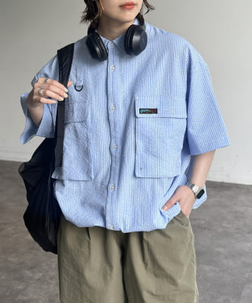 CPCM(シーピーシーエム) 半袖チェックフィッシングシャツ