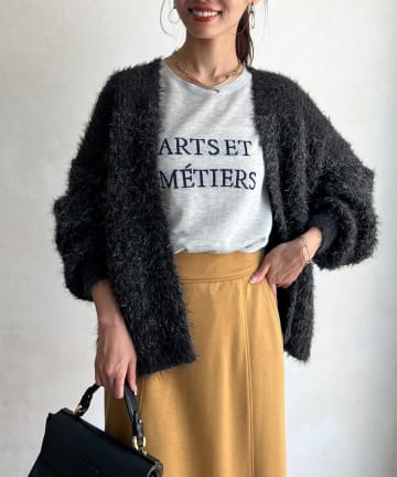 Chez toi(シェトワ) ラメフラワーフェザーモールカーデ