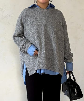 Chez toi(シェトワ) スパンコールドルマンニットプルオーバー