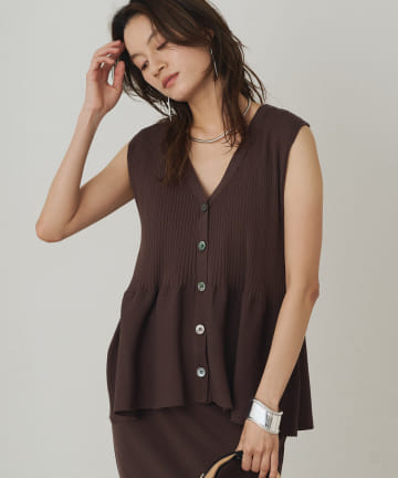 LOUNGEDRESS(ラウンジドレス) ペプラムノースリニット