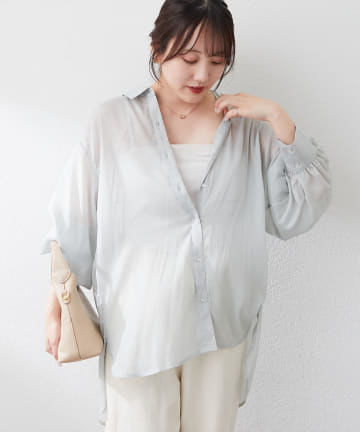 夏のマストアイテム、ラメシアー楊柳ＢＩＧシャツ