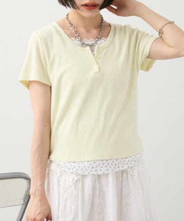 w closet(ダブルクローゼット) 【４色展開】小花レイヤードT