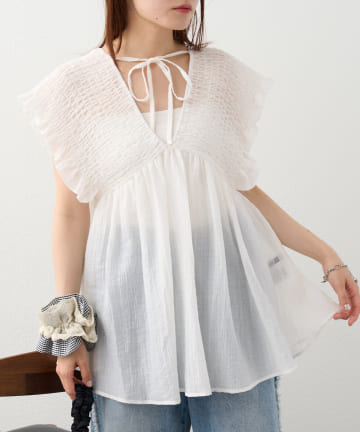 w closet(ダブルクローゼット) 【2WAY/3色展開】シャーリングチュニック