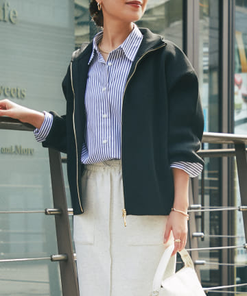 OUTLET(アウトレット) 【un dix cors】Wジップスタンドニットカーディガン