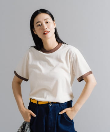 Kastane(カスタネ) 【WHIMSIC/2サイズ展開】スラブコットンリンガーTシャツ