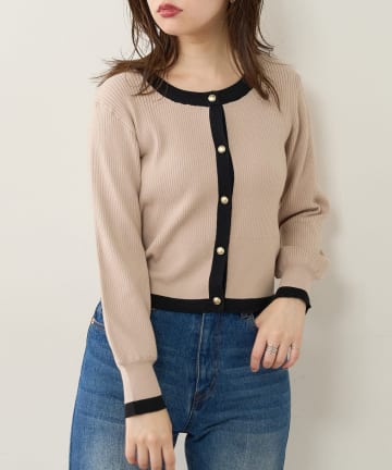 NICE CLAUP / OLIVE des OLIVE OUTLET(ナイスクラップ  / オリーブ デ オリーブ アウトレット) 【natural couture】バイカラーレトロショートカーデ