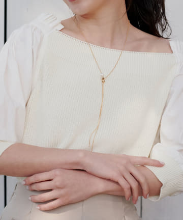 NICE CLAUP / OLIVE des OLIVE OUTLET(ナイスクラップ  / オリーブ デ オリーブ アウトレット) 【natural couture】２WAY布帛ドッキングニットプルオーバー