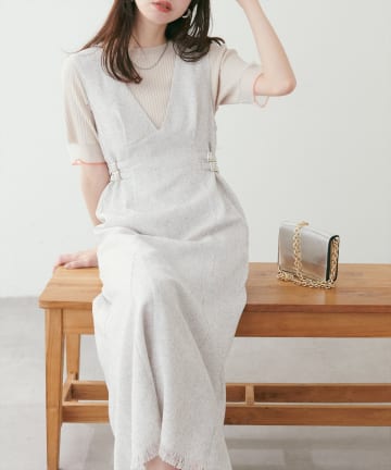 NICE CLAUP / OLIVE des OLIVE OUTLET(ナイスクラップ  / オリーブ デ オリーブ アウトレット) 【natural couture】サイドベルトデザインジャンスカ