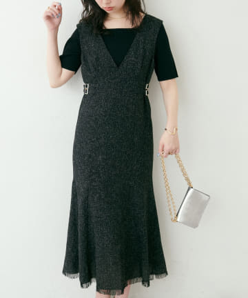 NICE CLAUP / OLIVE des OLIVE OUTLET(ナイスクラップ  / オリーブ デ オリーブ アウトレット) 【natural couture】サイドベルトデザインジャンスカ