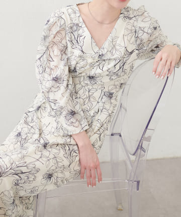 NICE CLAUP / OLIVE des OLIVE OUTLET(ナイスクラップ  / オリーブ デ オリーブ アウトレット) 【natural couture】線画ジャガードワンピース