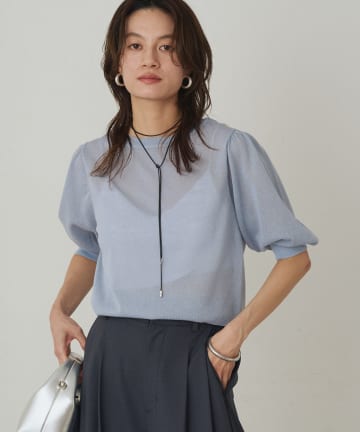 LOUNGEDRESS(ラウンジドレス) 【一部店舗・オンライン限定カラー】シアー半袖2WAYニットカーデ