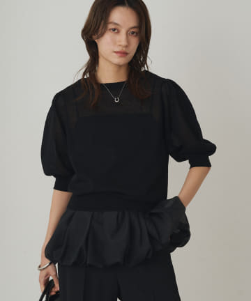 LOUNGEDRESS(ラウンジドレス) シアー半袖2WAYニットカーデ