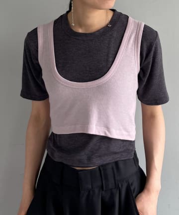 Pasterip(パセリ) Stretch tee ＆ Over tank set