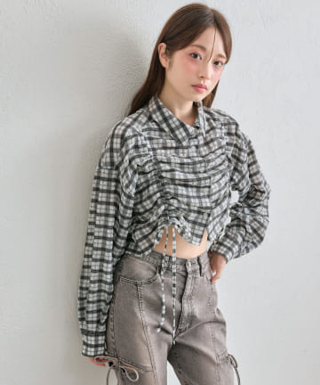 OLIVE des OLIVE(オリーブ デ オリーブ) ドロストクロップドシャツ