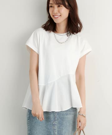 un dix cors(アンディコール) 《大人可愛いを叶える》クリア天竺ウェーブ切替プルオーバー
